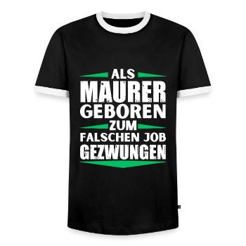 Bricklayer landed in the wrong job - Men's Ringer Shirt - black/white - Front - AI Model Female 172 light (172cm) & AI Model Male 178 light (178cm)