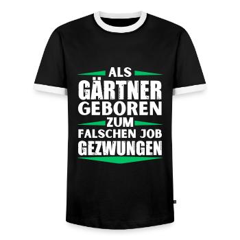 Gardener landed in the wrong job - Men's Ringer Shirt - black/white - Front - AI Model Female 172 light (172cm) & AI Model Male 178 light (178cm)