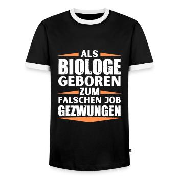 Biologe im falschen Job gelandet - Männer Kontrast-T-Shirt - Schwarz/Weiß - Vorne - AI Model Female 172 light (172cm) & AI Model Male 178 light (178cm)