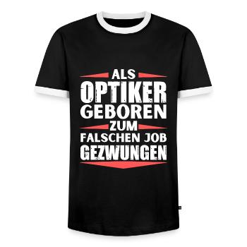Optiker im falschen Job gelandet - Männer Kontrast-T-Shirt - Schwarz/Weiß - Vorne - AI Model Female 172 light (172cm) & AI Model Male 178 light (178cm)