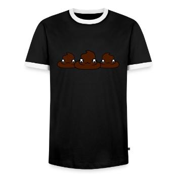 3 friends siblings team face sweet cute baby child - Men's Ringer Shirt - black/white - Front - AI Model Female 172 light (172cm) & AI Model Male 178 light (178cm)