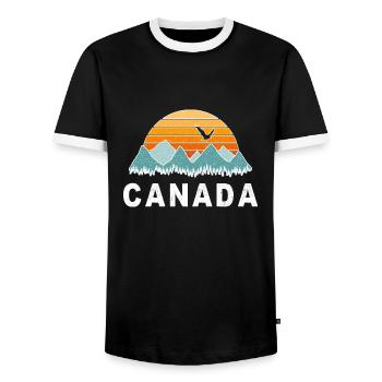 Canada vacances millésime nature et nature - T-shirt contrasté Homme - noir/blanc - Devant - AI Model Female 172 light (172cm) & AI Model Male 178 light (178cm)