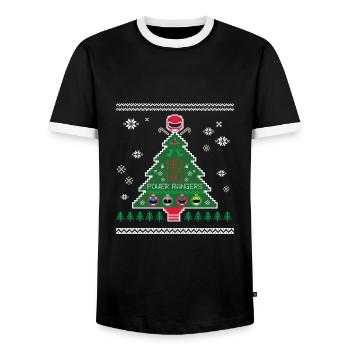 Power Rangers Ugly Christmas Weihnachtsbaum - Männer Kontrast-T-Shirt - Schwarz/Weiß - Vorne - AI Model Female 172 light (172cm) & AI Model Male 178 light (178cm)