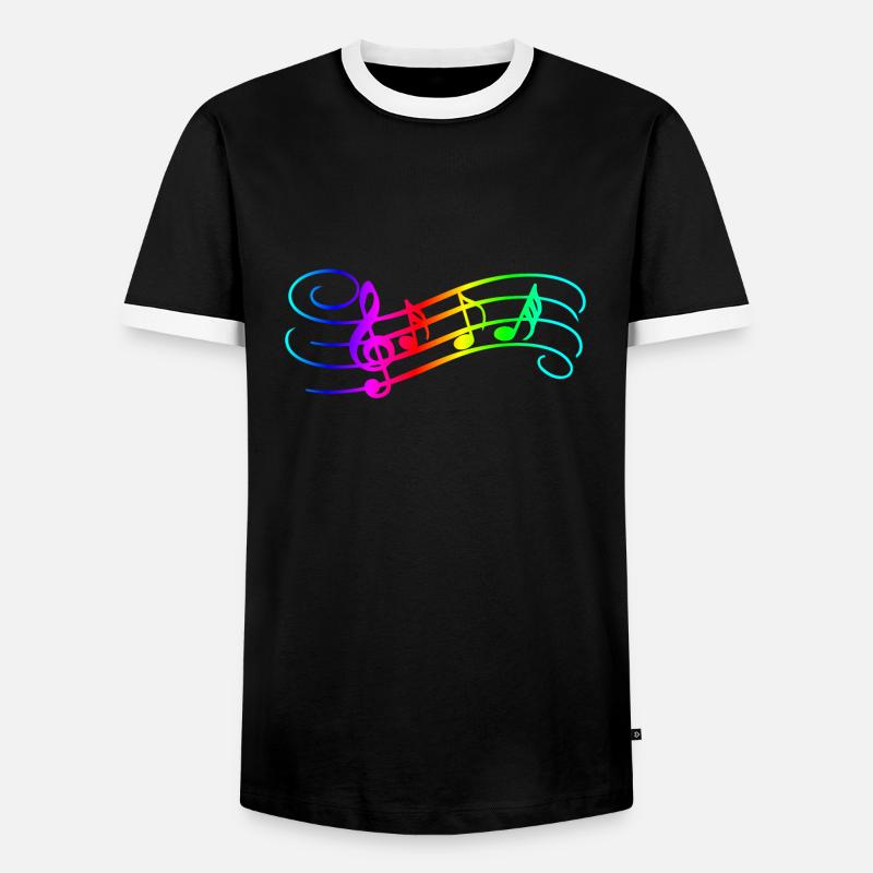 Music Notes - Men's Ringer Shirt - black/white