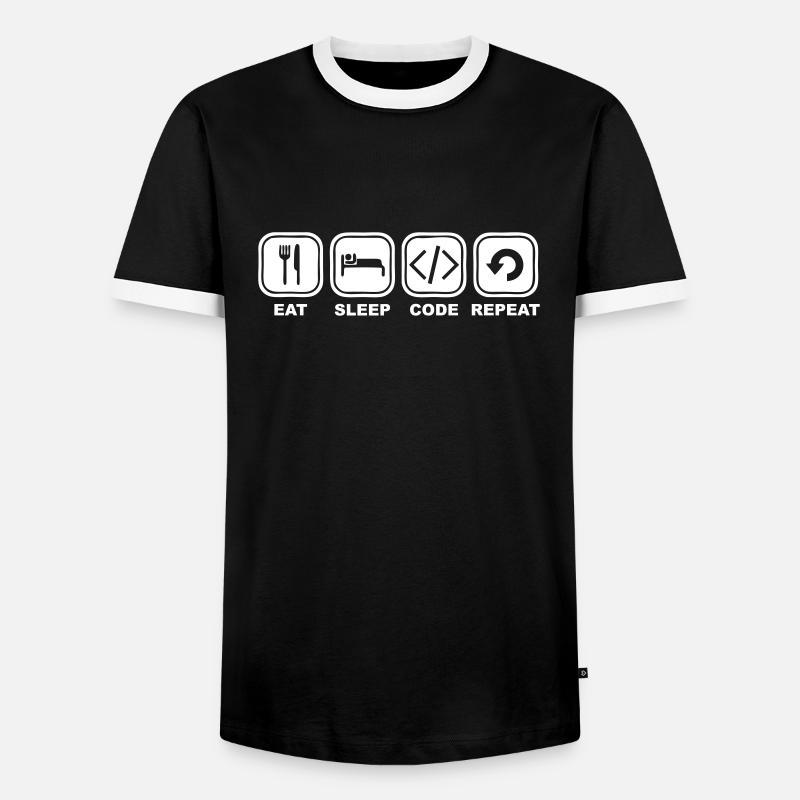 Eat, sleep, Code, Repeat - T-shirt contrasté Homme - noir/blanc