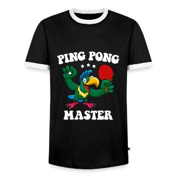 Ping Pong Master Table Tennis Racket Table Tennis - Men's Ringer Shirt - black/white - Front - AI Model Female 172 light (172cm) & AI Model Male 178 light (178cm)