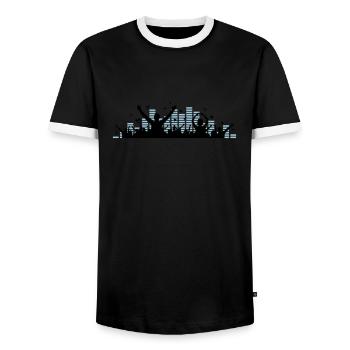 Menschen - Konzert Festival - Männer Kontrast-T-Shirt - Schwarz/Weiß - Vorne - AI Model Female 172 light (172cm) & AI Model Male 178 light (178cm)