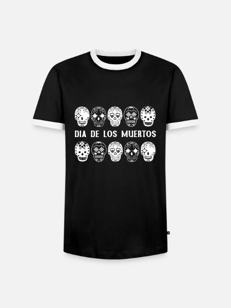 mexikanischer Schädel - Männer Kontrast-T-Shirt - Schwarz/Weiß