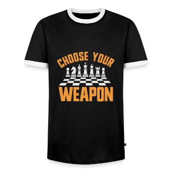 Joueur d’échecs Jeu de société d’échecs Pièces d’échecs - T-shirt contrasté Homme - noir/blanc - Devant - AI Model Female 172 light (172cm) & AI Model Male 178 light (178cm)