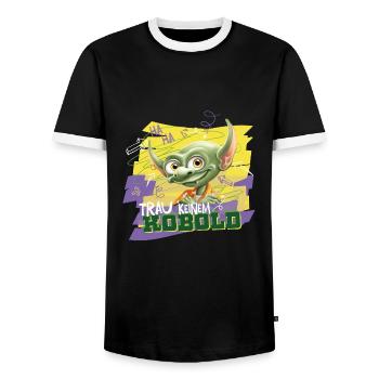 KoboldKroniken Rumpel Trau Keinem Kobold - Männer Kontrast-T-Shirt - Schwarz/Weiß - Vorne - AI Model Female 172 light (172cm) & AI Model Male 178 light (178cm)