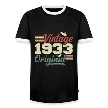 Vintage 1933 Cadeau Anniversaire 1933 Retro - T-shirt contrasté Homme - noir/blanc - Devant - AI Model Female 172 light (172cm) & AI Model Male 178 light (178cm)