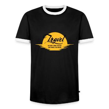 TRAVEL IS - T-shirt contrasté Homme - noir/blanc - Devant - AI Model Female 172 light (172cm) & AI Model Male 178 light (178cm)