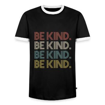 Be Kind Shirt Anti Bullying Kindness - Men's Ringer Shirt - black/white - Front - AI Model Female 172 light (172cm) & AI Model Male 178 light (178cm)