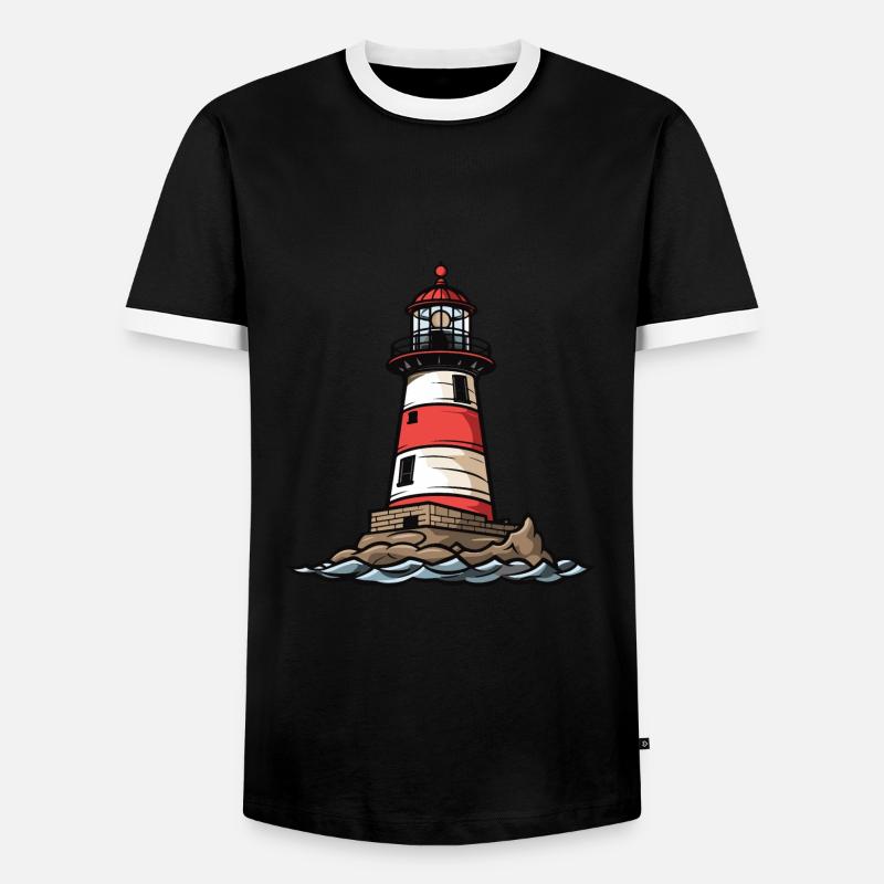 Lighthouse Icon - Men's Ringer Shirt - black/white