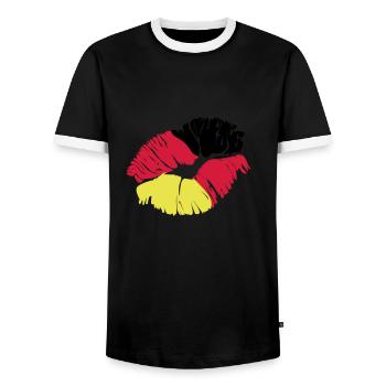 bisou allemagne - T-shirt contrasté Homme - noir/blanc - Devant - AI Model Female 172 light (172cm) & AI Model Male 178 light (178cm)