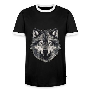 Wolf Wolf Head Scratch Marks Claws Wild - T-shirt contrasté Homme - noir/blanc - Devant - AI Model Female 172 light (172cm) & AI Model Male 178 light (178cm)
