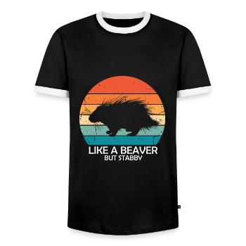 Porcupine Designs for Hedgehog Porcupine Fan - Men's Ringer Shirt - black/white - Front - AI Model Female 172 light (172cm) & AI Model Male 178 light (178cm)