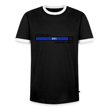 Thinking ... 88 percent PleaseWait - Men's Ringer Shirt - black/white - Front - AI Model Female 172 light (172cm) & AI Model Male 178 light (178cm)