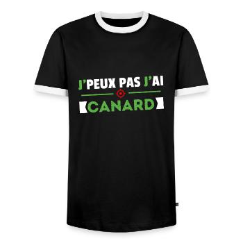 Je Peux Pas J'ai Canard Cadeau Chasse Chasseur - T-shirt contrasté Homme - noir/blanc - Devant - AI Model Female 172 light (172cm) & AI Model Male 178 light (178cm)