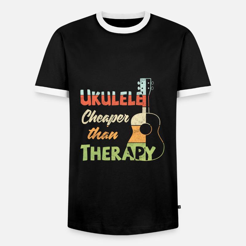 Ukulele! Cheaper than therapy - Men's Ringer Shirt - black/white