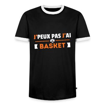 Je Peux Pas J'ai Baket Idée Cadeau Basketball - T-shirt contrasté Homme - noir/blanc - Devant - AI Model Female 172 light (172cm) & AI Model Male 178 light (178cm)