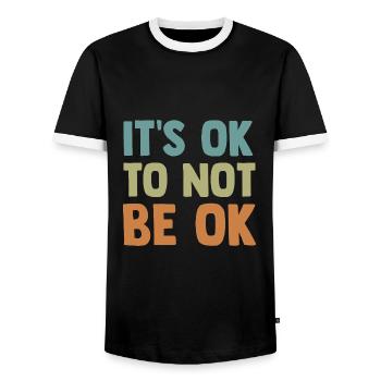 Ce n’est pas grave de ne pas être en ordre mental - T-shirt contrasté Homme - noir/blanc - Devant - AI Model Female 172 light (172cm) & AI Model Male 178 light (178cm)