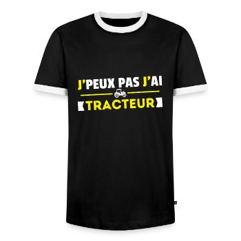 Je Peux Pas J'ai Tracteur Idée Cadeau Agriculteur - T-shirt contrasté Homme - noir/blanc - Devant - AI Model Female 172 light (172cm) & AI Model Male 178 light (178cm)
