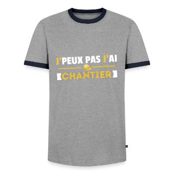 Je Peux Pas J'ai Chantier Idée Cadeau Humour - T-shirt contrasté Homme - gris/marine  - Devant - AI Model Female 172 light (172cm) & AI Model Male 178 light (178cm)