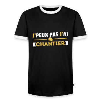 Je Peux Pas J'ai Chantier Idée Cadeau Humour - T-shirt contrasté Homme - noir/blanc - Devant - AI Model Female 172 light (172cm) & AI Model Male 178 light (178cm)
