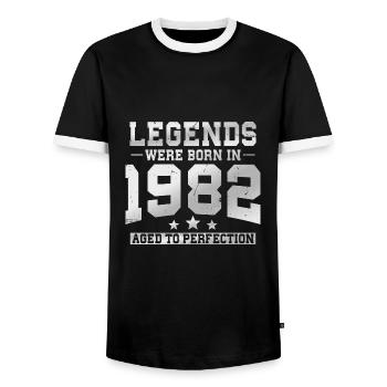 Né en 1982 Legends Cadeau d’anniversaire - T-shirt contrasté Homme - noir/blanc - Devant - AI Model Female 172 light (172cm) & AI Model Male 178 light (178cm)