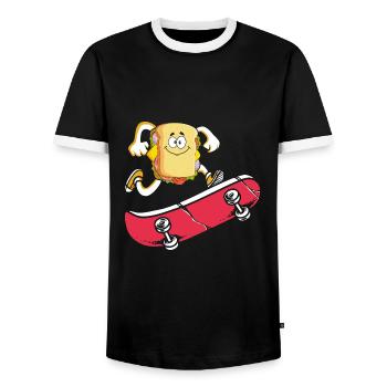 Planche à roulettes Sandwich Skateboard Skateboard - T-shirt contrasté Homme - noir/blanc - Devant - AI Model Female 172 light (172cm) & AI Model Male 178 light (178cm)
