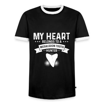 Paleontologist Designs Fossil Hunter Student - Men's Ringer Shirt - black/white - Front - AI Model Female 172 light (172cm) & AI Model Male 178 light (178cm)