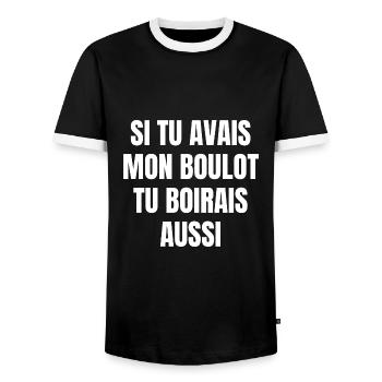si tu avais mon boulot tu boirais aussi - T-shirt contrasté Homme - noir/blanc - Devant - AI Model Female 172 light (172cm) & AI Model Male 178 light (178cm)