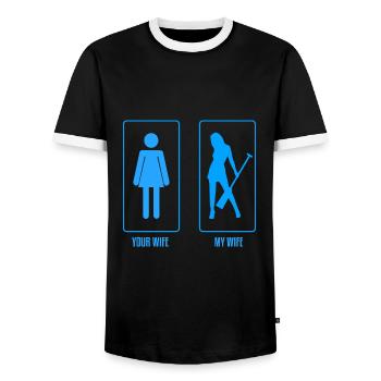 Chinese Boat Race for Dragon Boat Trainers - Men's Ringer Shirt - black/white - Front - AI Model Female 172 light (172cm) & AI Model Male 178 light (178cm)