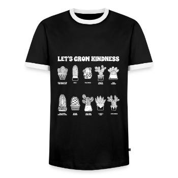Awesome Let's Grow Kindness For Succulent Cactus - Men's Ringer Shirt - black/white - Front - AI Model Female 172 light (172cm) & AI Model Male 178 light (178cm)