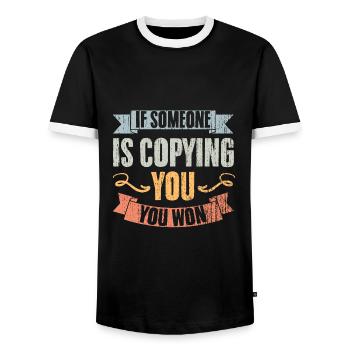 Vintage Social Media Influencing Humor An Internet - Männer Kontrast-T-Shirt - Schwarz/Weiß - Vorne - AI Model Female 172 light (172cm) & AI Model Male 178 light (178cm)
