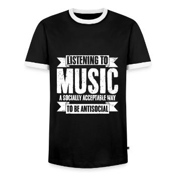 Introvert Listening To Music Acceptable Way To Be - Männer Kontrast-T-Shirt - Schwarz/Weiß - Vorne - AI Model Female 172 light (172cm) & AI Model Male 178 light (178cm)