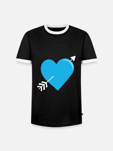 Arrow Heart Blue - Men's Ringer Shirt - black/white