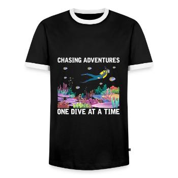 Diving Adventure Divers Sea Ocean - Men's Ringer Shirt - black/white - Front - AI Model Female 172 light (172cm) & AI Model Male 178 light (178cm)