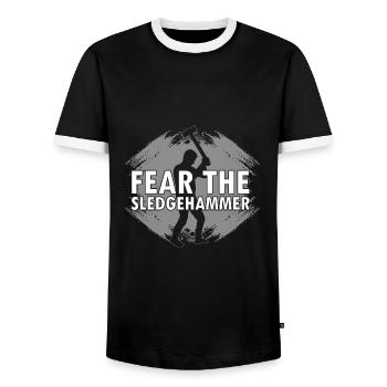 Démolition et rénovation de maisons - T-shirt contrasté Homme - noir/blanc - Devant - AI Model Female 172 light (172cm) & AI Model Male 178 light (178cm)