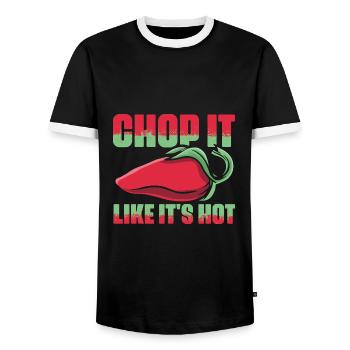 Chop It Like It's Hot Funny Chef Cooking for - Men's Ringer Shirt - black/white - Front - AI Model Female 172 light (172cm) & AI Model Male 178 light (178cm)