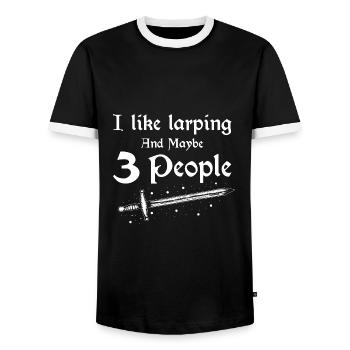 Citation Larper pour les jeux de rôle GN et fantastiques - T-shirt contrasté Homme - noir/blanc - Devant - AI Model Female 172 light (172cm) & AI Model Male 178 light (178cm)