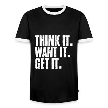 Think It Want It Get It Cool Manifestation Of - Männer Kontrast-T-Shirt - Schwarz/Weiß - Vorne - AI Model Female 172 light (172cm) & AI Model Male 178 light (178cm)