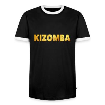 Kizomba GOLD - Kizomba Dance Shirt - Männer Kontrast-T-Shirt - Schwarz/Weiß - Vorne - AI Model Female 172 light (172cm) & AI Model Male 178 light (178cm)