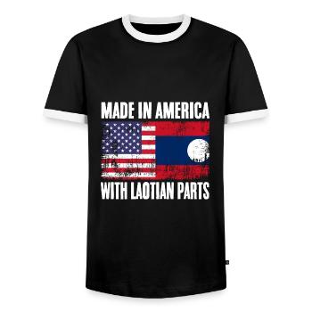 Made In America Vintage Half American Half Laotian - Männer Kontrast-T-Shirt - Schwarz/Weiß - Vorne - AI Model Female 172 light (172cm) & AI Model Male 178 light (178cm)