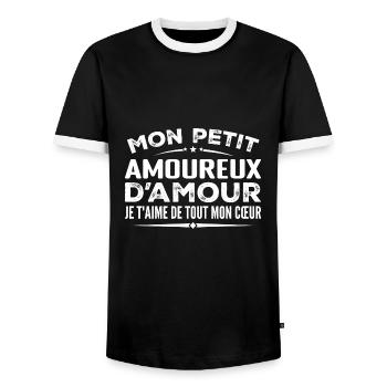 Cadeau amoureux d'amour je t'aime de tout mon cœur - T-shirt contrasté Homme - noir/blanc - Devant - AI Model Female 172 light (172cm) & AI Model Male 178 light (178cm)