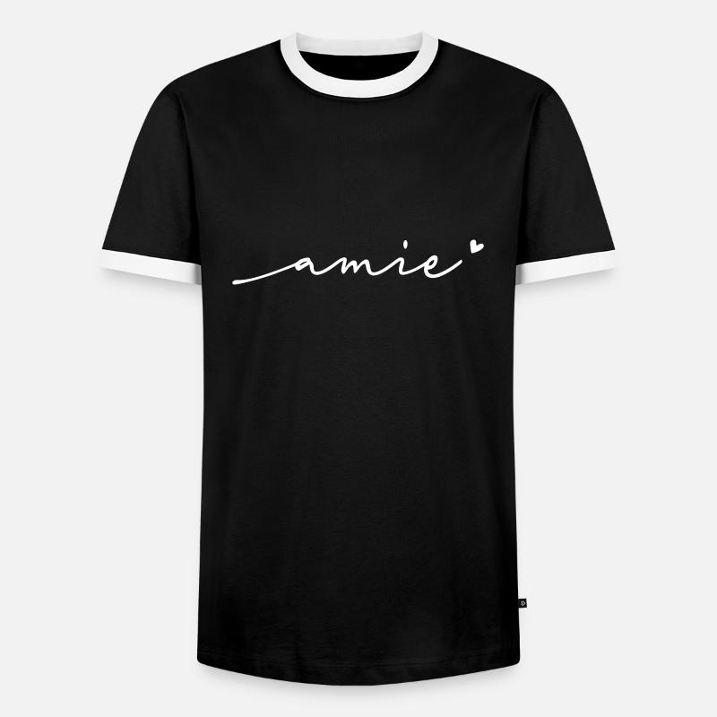 Amie Cursive Name - Men's Ringer Shirt - black/white