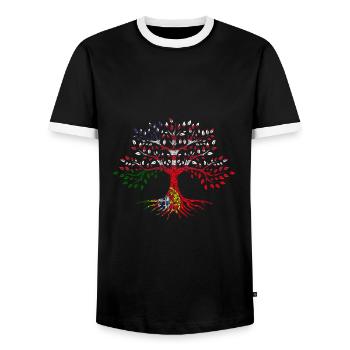 Impressionnant arbre à ADN portugais américain pour un - T-shirt contrasté Homme - noir/blanc - Devant - AI Model Female 172 light (172cm) & AI Model Male 178 light (178cm)