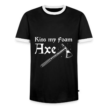 Role-playing game quote for Larper and Larp - Men's Ringer Shirt - black/white - Front - AI Model Female 172 light (172cm) & AI Model Male 178 light (178cm)