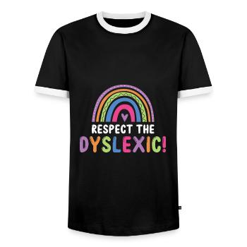 Dyslexia Interventionist for Dyslexia - Men's Ringer Shirt - black/white - Front - AI Model Female 172 light (172cm) & AI Model Male 178 light (178cm)